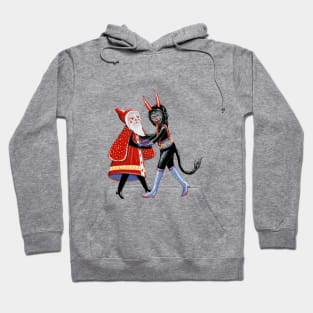 Father Christmas and Krampus dancing Hoodie